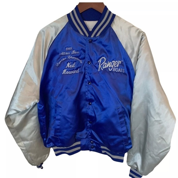 Vintage 1988 Ranger Boats Flippin Arkansas Satin Bomber Lined Jacket Neil Howard - Picture 2 of 8